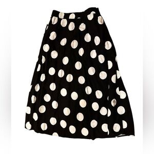 Polka Dot Black Maxi Skirt — Flowy A-Line Style